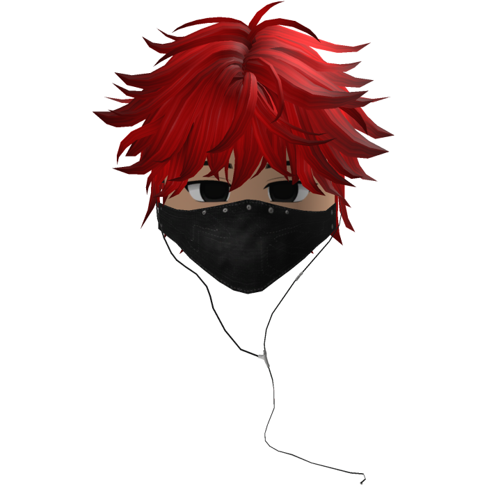 Cute Emo Boy Headphones Mask Black Y2K (red)