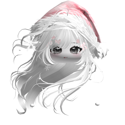 Windy Anime Hair w/Santa Hat (White)