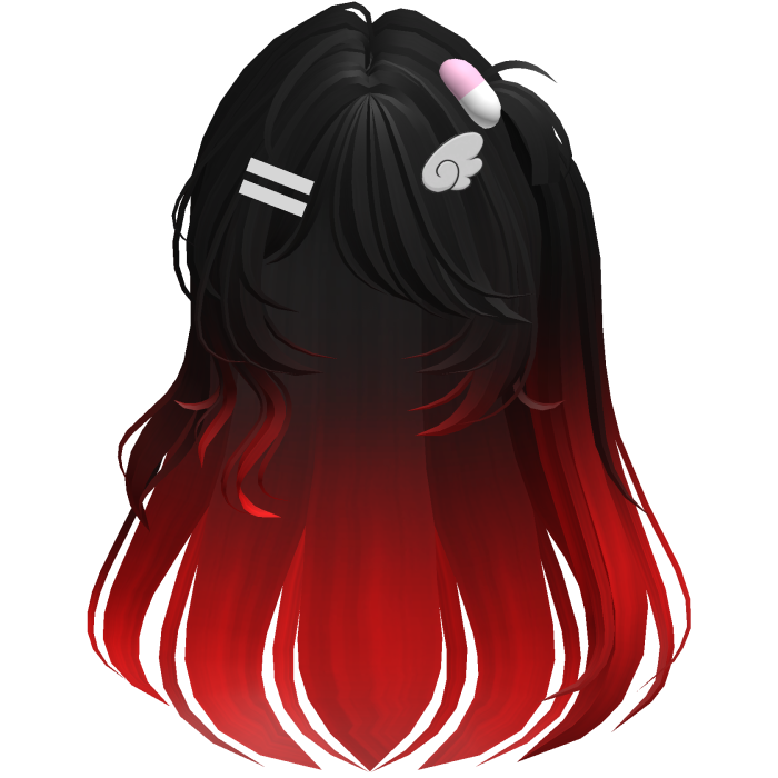 cute Black and Red Hair emo cute anime y2k