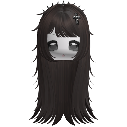 Vkei Moe Dark Brown Messy Hair /w Spiky Headband Roblox item