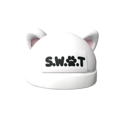 Soft SWAT kitty beanie white