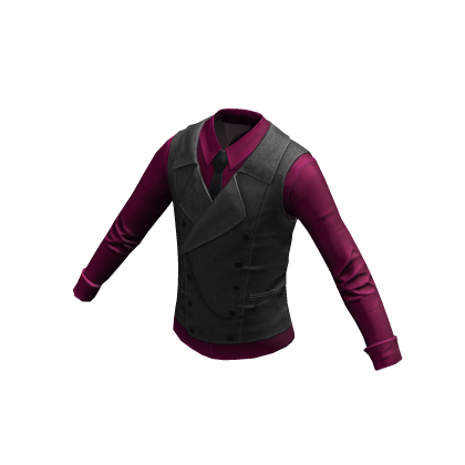 Formal Shirt w/ Vest & Tie | Gray Blood Red thumbnail