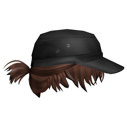 Brown Anime Ponytail Hair with Richard Hat Roblox item