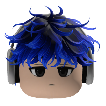 Y2K Electric Blue Hair Headphones Emo Roblox item