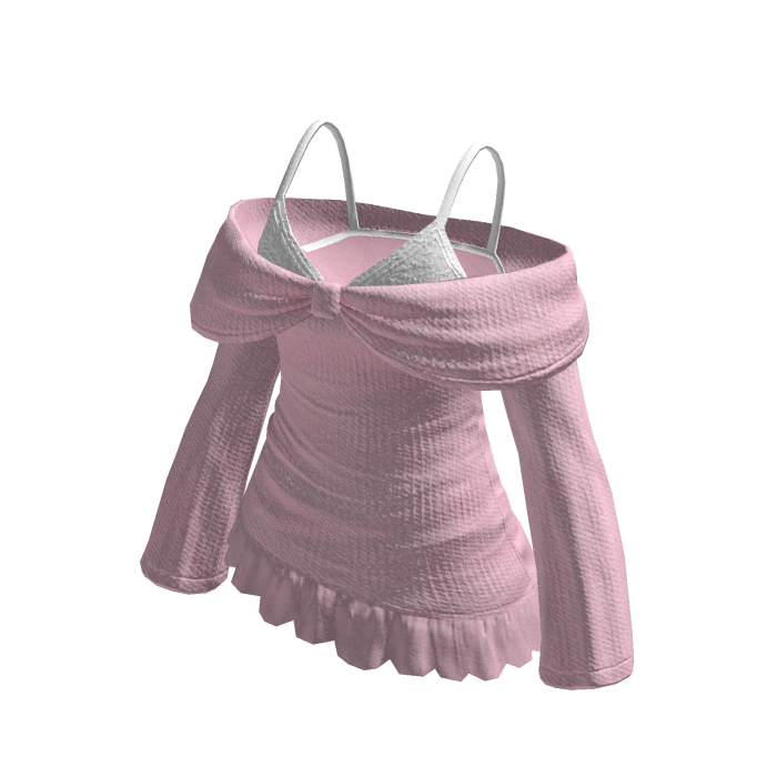 🍀Layered Bow Off-Shoulder(Pink)