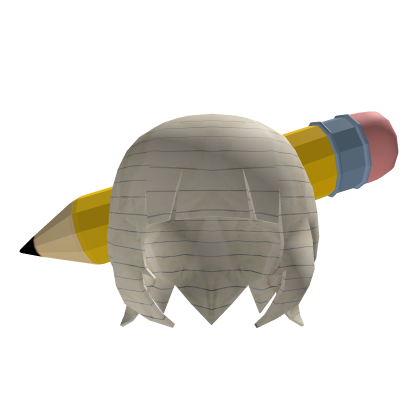 low poly short pencil and paper hair Roblox item