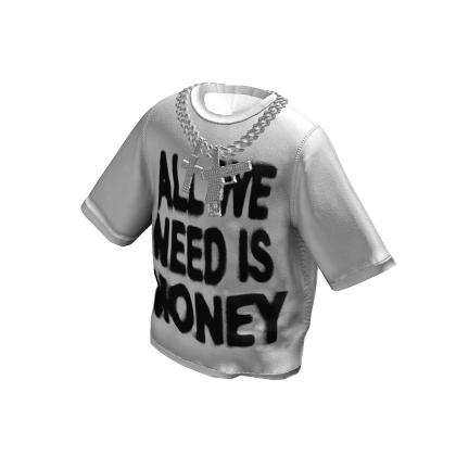 White T-Shirt All We Need Is Money w / Toy Chain thumbnail