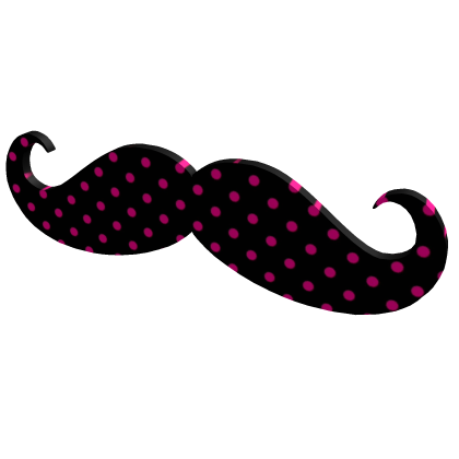 Mustache Black with Hot Pink Polka Dots Scene Y2K