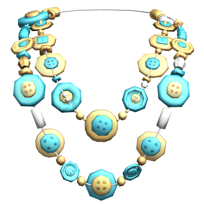 Retro Layered Gyaru Button Necklace Teal Yellow
