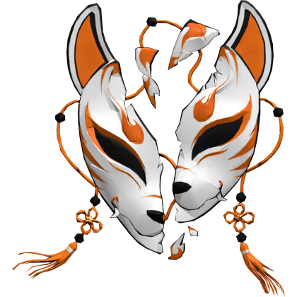 Orange Broken Japanese Kitsune Mask