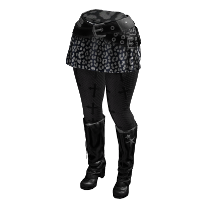 Y2K Leopard SkirtCrossLeggings(BlackWhiteNavyblue)