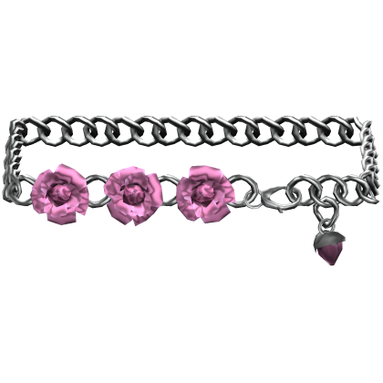 3.0 Pink Silver Rose Flower Waist Chain Belt Roblox item