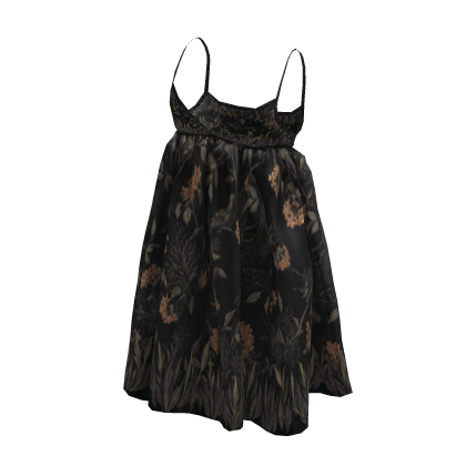 floral ruffled babydoll dress (black)