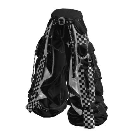 Y2K Checker Strap Wide Cargo Pants