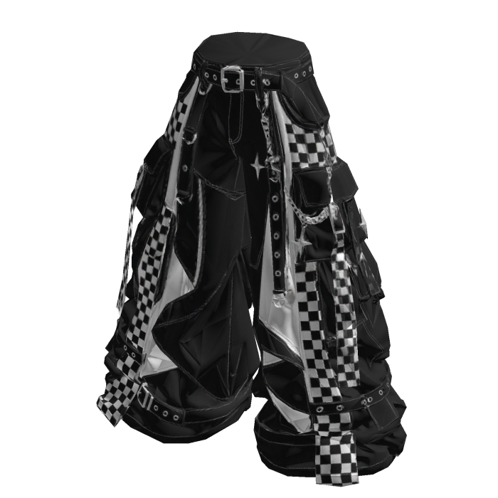 Y2K Checker Strap Wide Cargo Pants