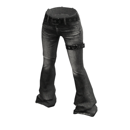 💗Y2K BOOTSCUT JEANS WITH BELT thumbnail