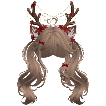 Ethereal Christmas Fairy Fawn Pigtails w/ Antlers