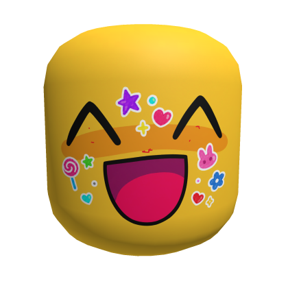 Joyful Silly Noob Face w/stickers Roblox item