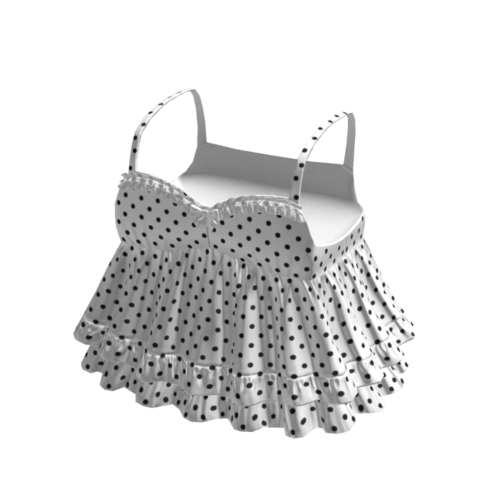 3.0 White Polka Dot Cute Ruffled Babydoll Dress