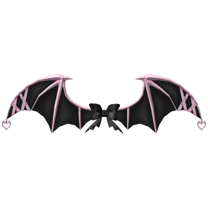Bat Imp Ribbon Lace Wings - Black Pink Jirai Kei