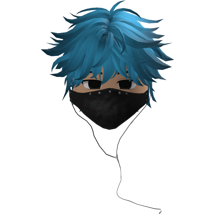 Cute Emo Boy Headphones Mask black Y2K ( blue )