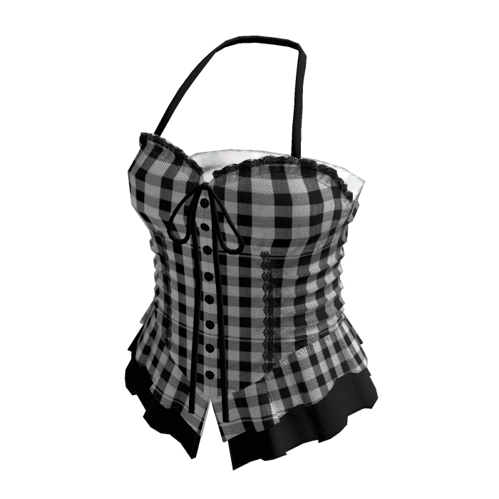 Coquette Gingham Halter Corset Top (Black)