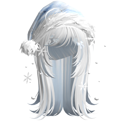 Cute Christmas Straight Hair (White&Blue) Roblox item
