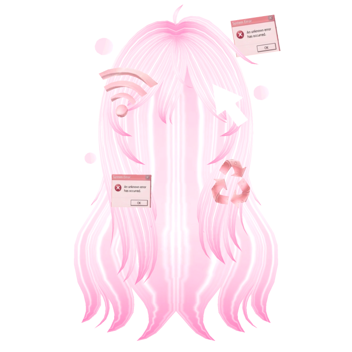 Frutiger Aero Cherry Pink Cute Girl Anime Hair