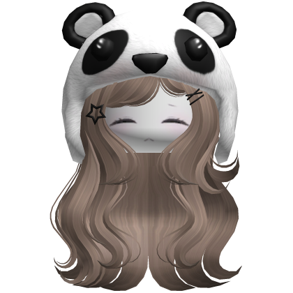 Milktea Wavy Hair with Cute Panda Hoodie & Clips Roblox item