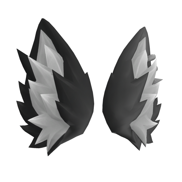 shiny black & white big furry pierced animal ears
