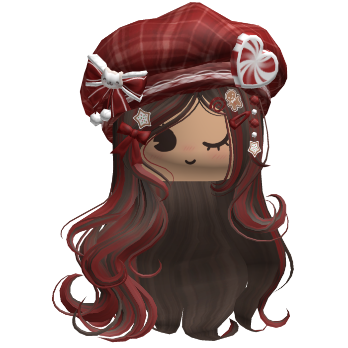 ♡ Christmas Swirls w/ Beret (Brown & Red)