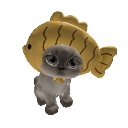 pretty cat with fish meow on head Roblox item