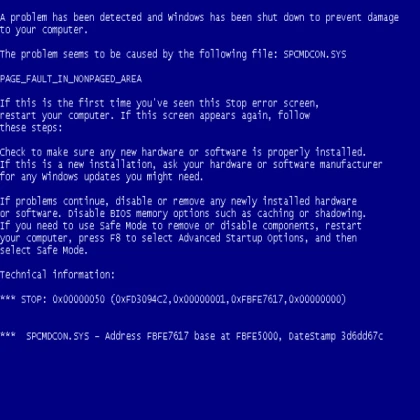 windows xp blue screen