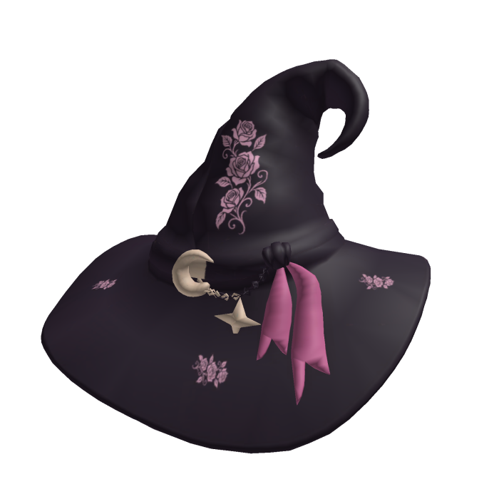 Midnight Pink Roses Witch Hat