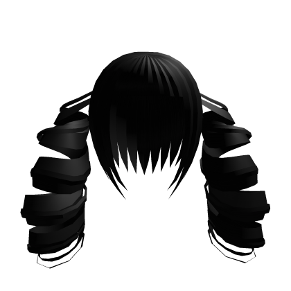 Long Curly Goth Pigtails Black