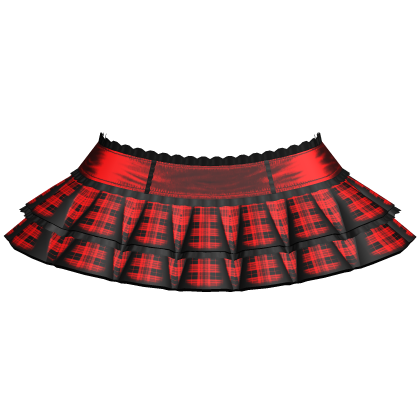 Red Emo Scene Plaid Layered Ruffle Skirt