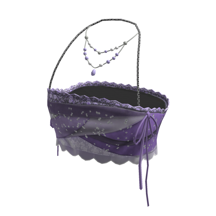 Coquette Lace Tube Top w/ Pearl Necklace (Purple)