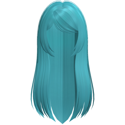 cute anime long straight hair in blue Roblox item
