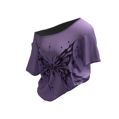 💙 Y2K Purple Grunge Butterfly Tucked Shirt