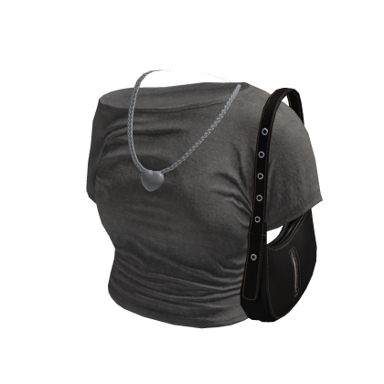 Grey Top With Leather Bag