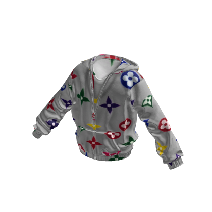 White Designer Symbol Zip-Up Hoodie