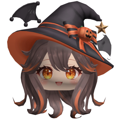 Halloween girl head mask with hat and anime hair 