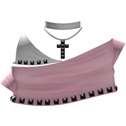 gothic emo light pink top w studded cross choker Roblox item