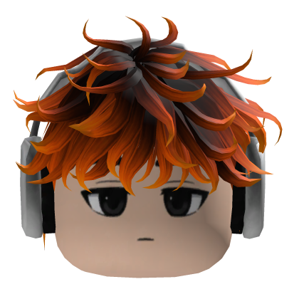 Y2K Orange Hair with Headphones Emo Roblox item