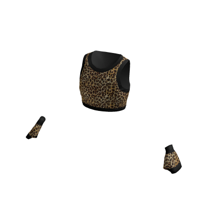 Gyaru Leopard print top and fingerless gloves