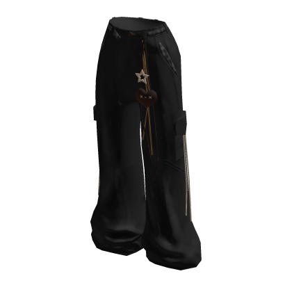 Fairy Grunge Wide Leg Pants w/ Charms (Black)
