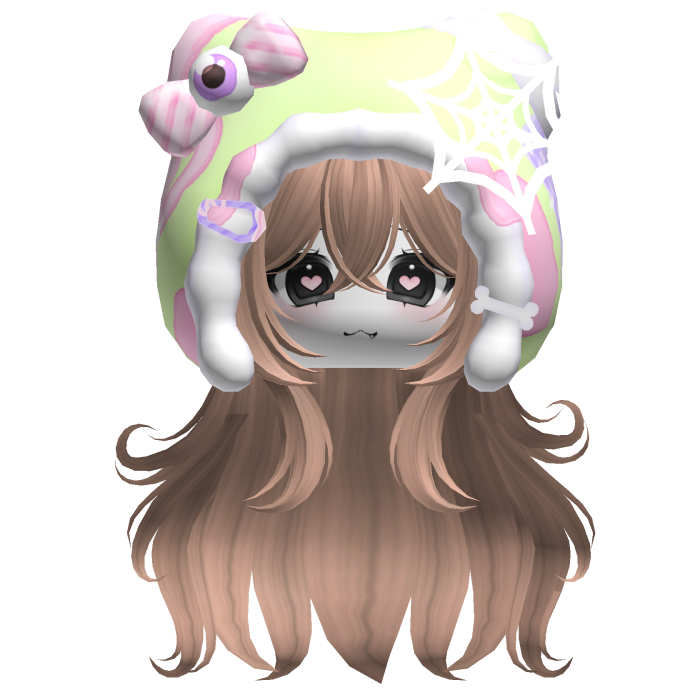 Kawaii Anime Hair w/ Pastel Goth Hood  (Milk Tea)