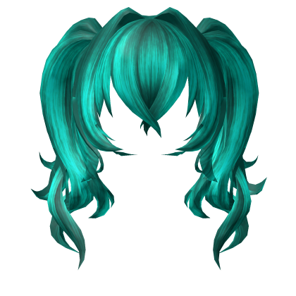 Cute Messy Anime Twintails Hair - Teal Cyan Miku Roblox item