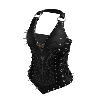 Spiked Ring Strap Corset Top (Black)
