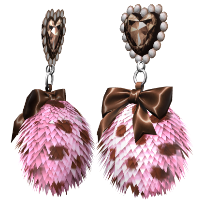 Kawaii Gyaru Fluffy Polkadot Earrings Brown Pink